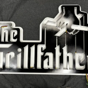THE GRILLFATHER Steel Sign with LED Backlight and Remote.